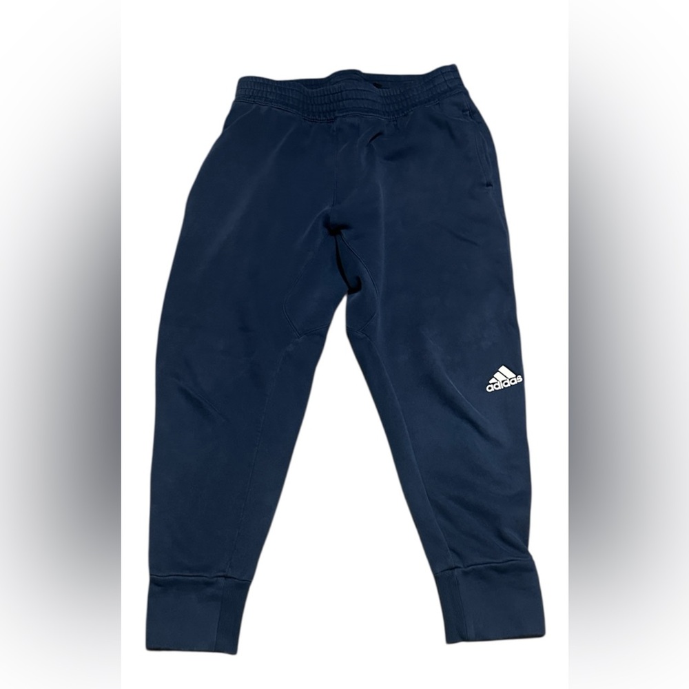 Adidas Men's Dark Blue Joggers with White Logo